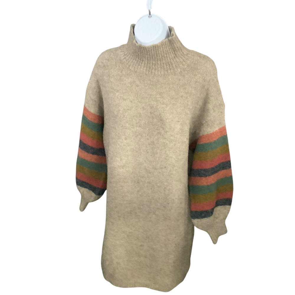 BNWT LUSH Beige Sweater‎ Dress with Balloon Sleeves size Small